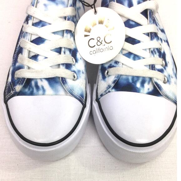 C &C California Blue Tie Dye Platform Lace Up Fashion Sneaker Women's 11M - Picture 14 of 14